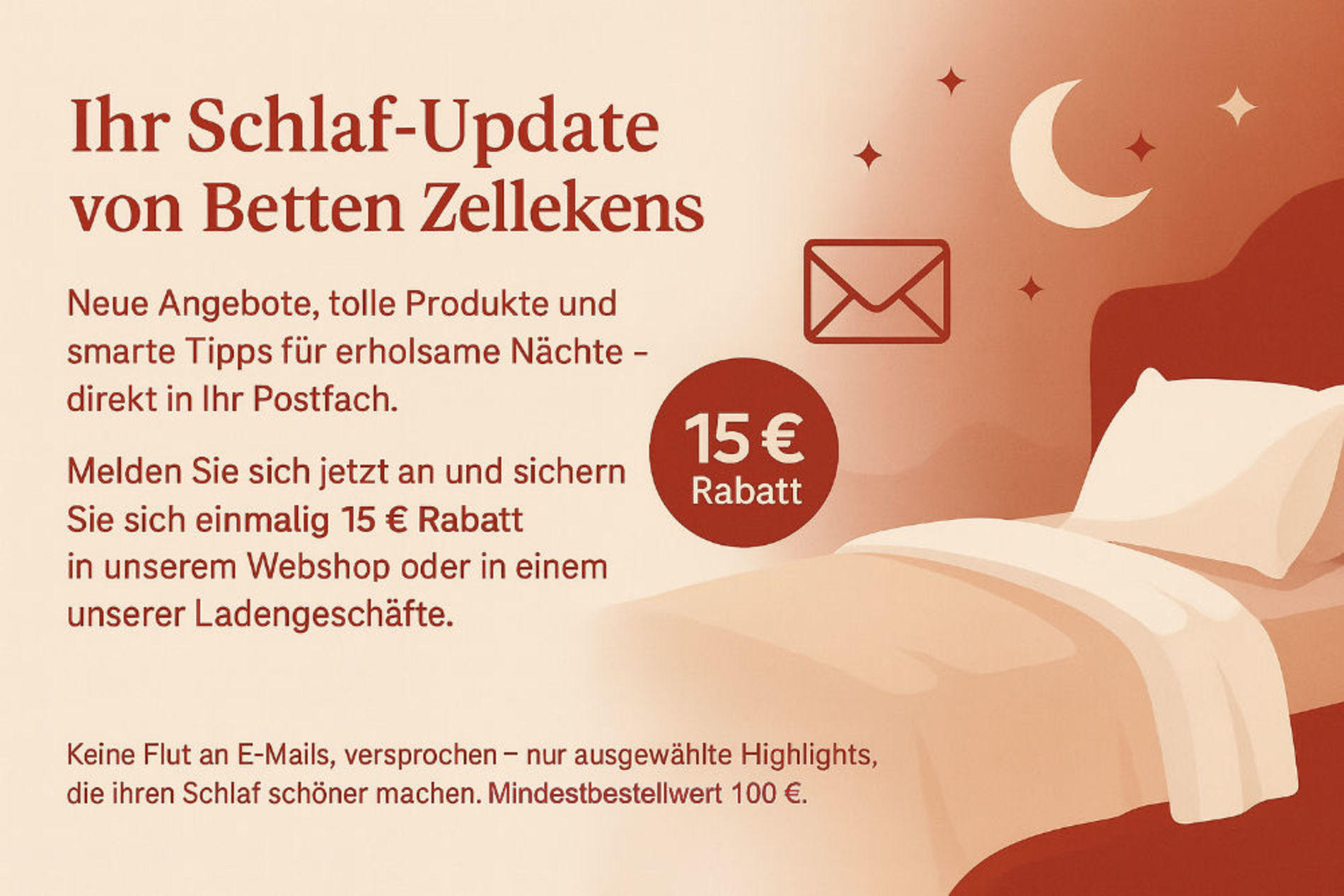 Anmeldung zum Newsletter - Ihr Schlaf Update von Betten-Zellekens